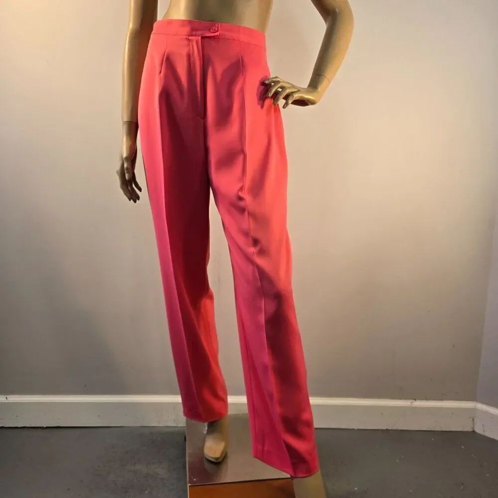 Mary McFadden Collection Dress Pants Womens Sz 8 Pink Vtg 90s Y2K High Waisted